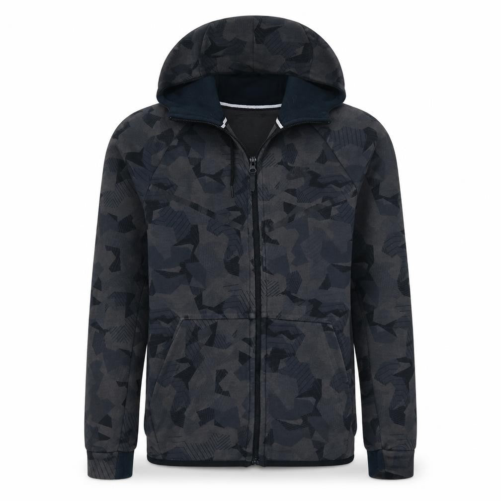 Front view of Nike Men's Grey Camouflage Full Zip Hoodie, size S