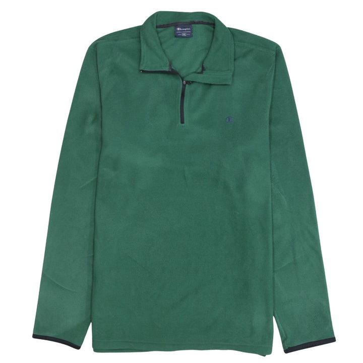 Champion Mens Green 2XL 1/4 Zip Fleece Sweatshirt Pullover