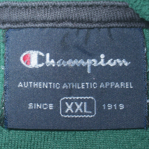 Champion Mens Green 2XL 1/4 Zip Fleece Sweatshirt Pullover