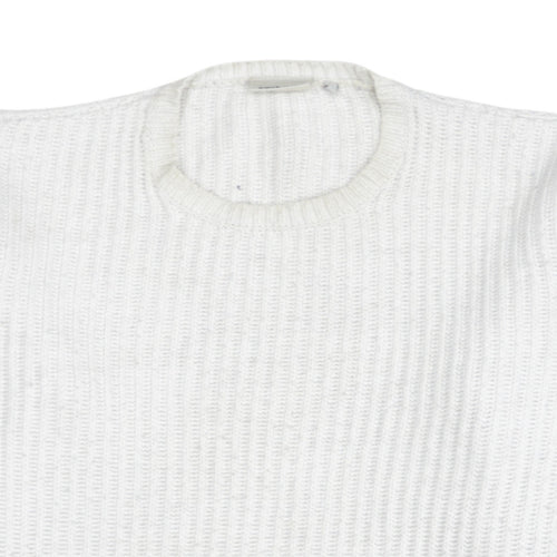 Carhartt Men White Chunky-Knit Wool Pullover Jumper M