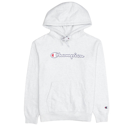 Champion Men's Grey Small Pullover Hoodie with Logo Print