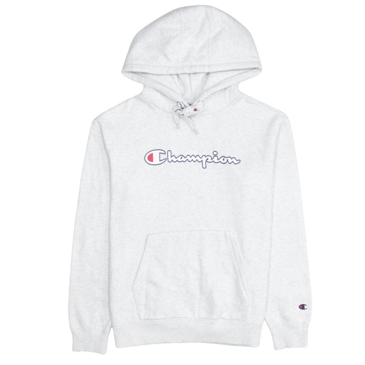 Champion Men's Grey Small Pullover Hoodie with Logo Print