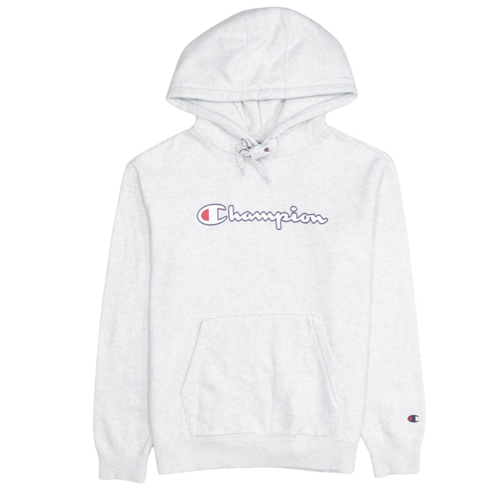 Champion Men's Grey Small Pullover Hoodie with Logo Print
