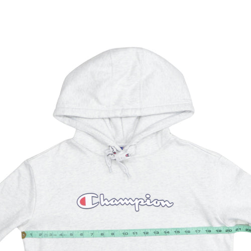 Champion Men's Grey Small Pullover Hoodie with Logo Print