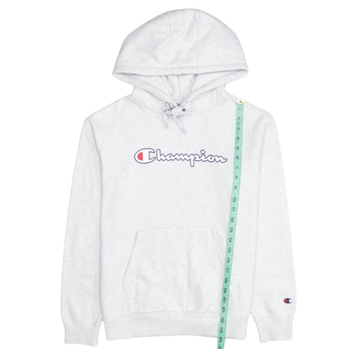 Champion Men's Grey Small Pullover Hoodie with Logo Print