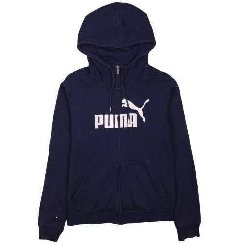 Puma Womens Navy Blue Full Zip Hoodie Size 12 Hooded Sweatshirt