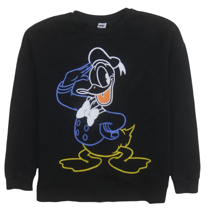 Disney Mickey & Friends George Black Donald Duck Sweatshirt L 16-18 Womens