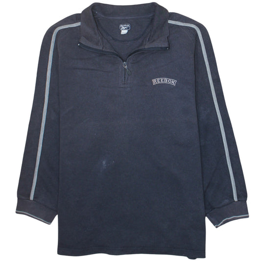 Reebok Men's Black 1/4 Zip Fleece Sweatshirt Size L Regular Fit
