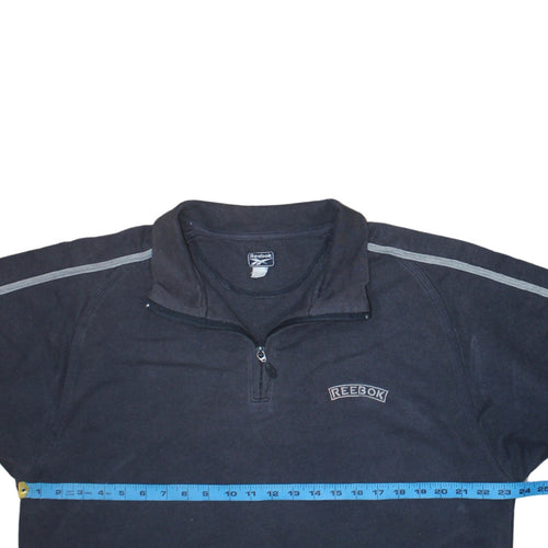 Reebok Men's Black 1/4 Zip Fleece Sweatshirt Size L Regular Fit