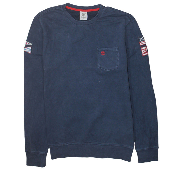 Timberland Men's Blue Crew Neck Cotton Pullover Sweatshirt L