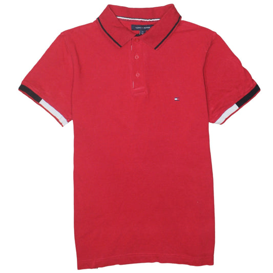 Tommy Hilfiger Men's Red Slim Fit Polo Shirt Size M Cotton