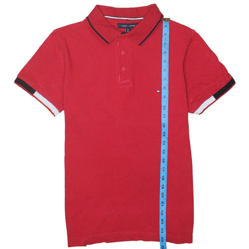 Tommy Hilfiger Men's Red Slim Fit Polo Shirt Size M Cotton