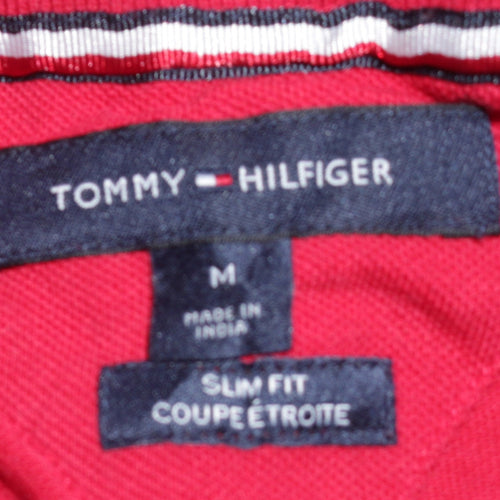 Tommy Hilfiger Men's Red Slim Fit Polo Shirt Size M Cotton