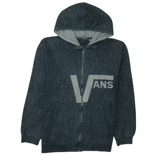 Vans Unisex Black Full Zip Hoodie XXL Cotton Blend Speckled Design