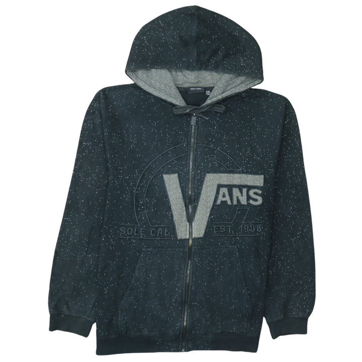 Vans Unisex Black Full Zip Hoodie XXL Cotton Blend Speckled Design