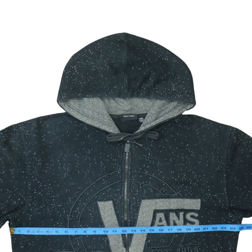 Vans Unisex Black Full Zip Hoodie XXL Cotton Blend Speckled Design