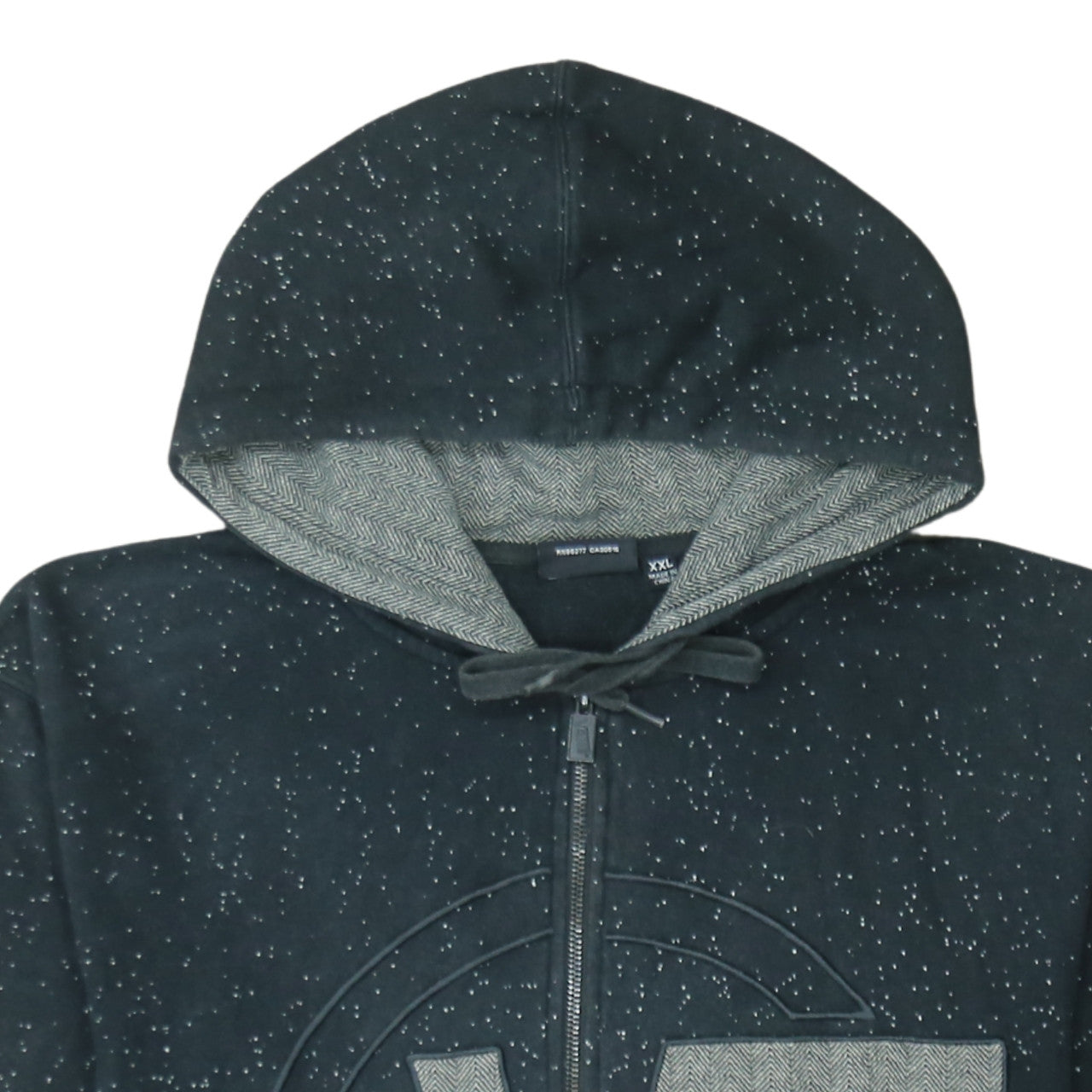 Vans Unisex Black Full Zip Hoodie XXL Cotton Blend Speckled Design