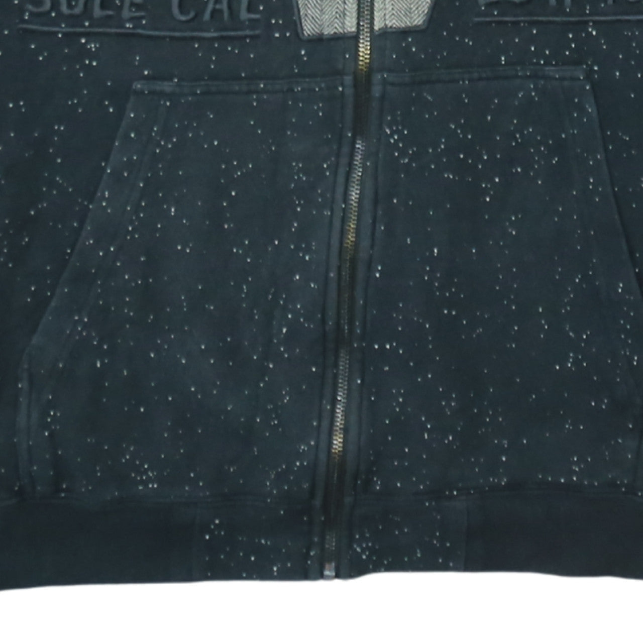 Vans Unisex Black Full Zip Hoodie XXL Cotton Blend Speckled Design