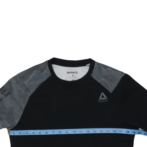 Reebok Men's Black Camouflage Sleeve Crew Neck Sweatshirt S