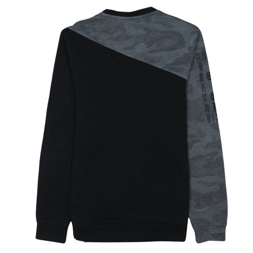 Reebok Men's Black Camouflage Sleeve Crew Neck Sweatshirt S