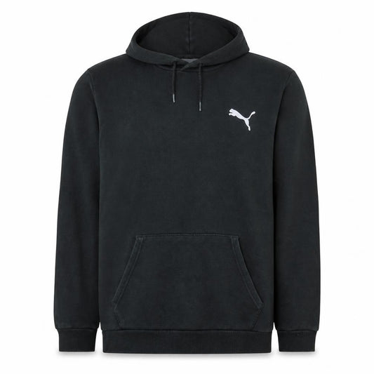 Front view of Puma Men's Black Pullover Hoodie L Logo Sports Fleece