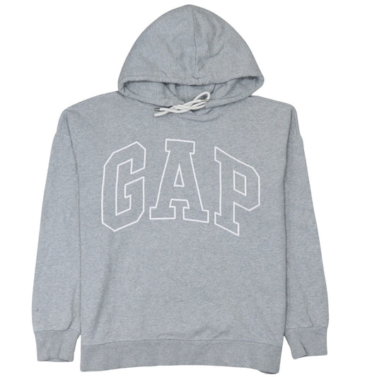 GAP Men Grey Pullover Hoodie L Tall Fleece Logo Sweatshirt