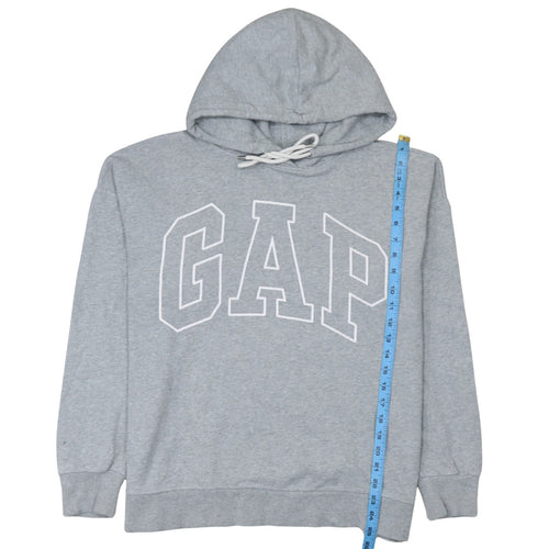 GAP Men Grey Pullover Hoodie L Tall Fleece Logo Sweatshirt