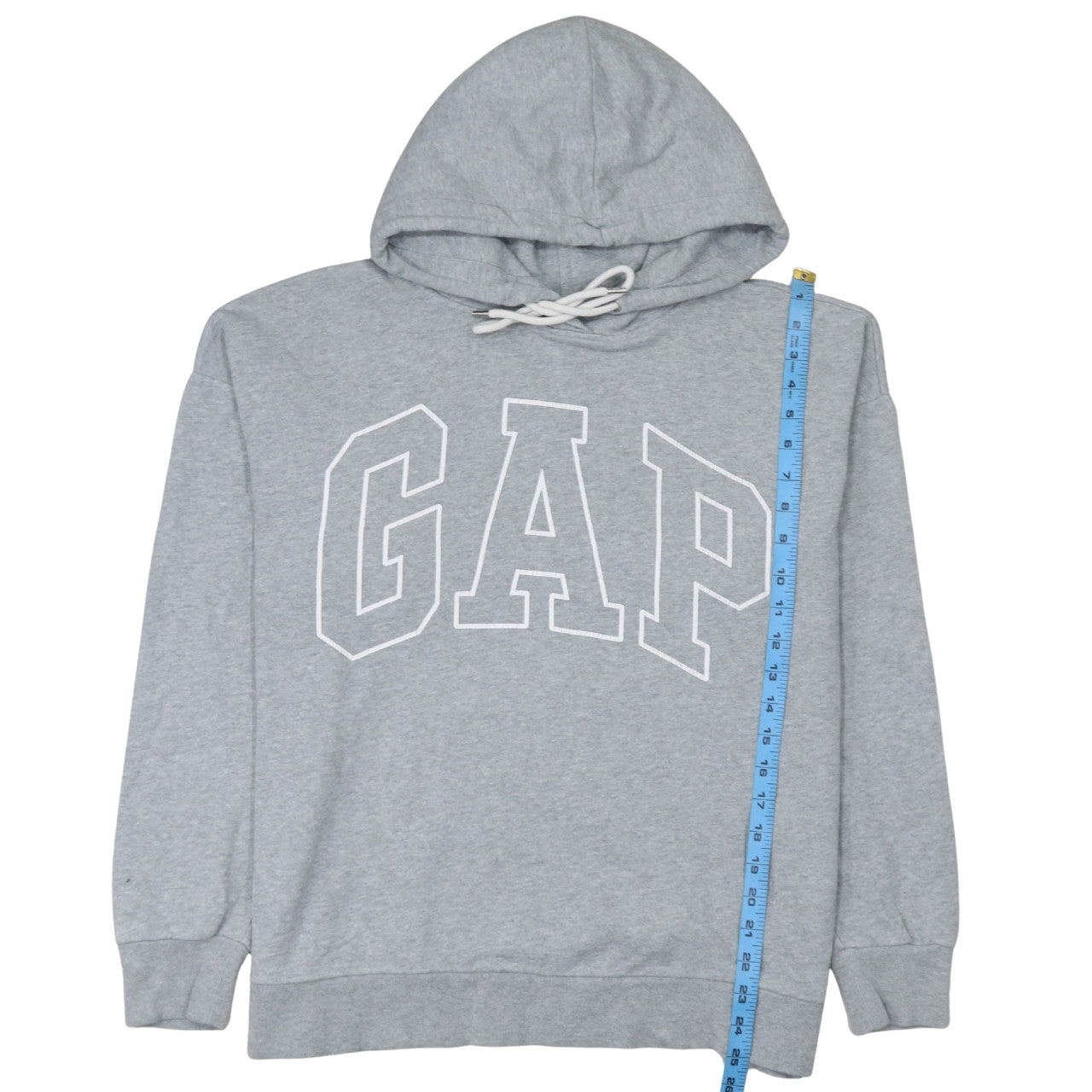 GAP Men Grey Pullover Hoodie L Tall Fleece Logo Sweatshirt