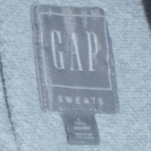 GAP Men Grey Pullover Hoodie L Tall Fleece Logo Sweatshirt