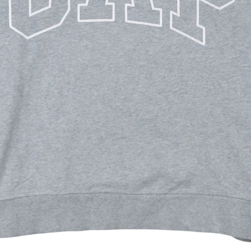 GAP Men Grey Pullover Hoodie L Tall Fleece Logo Sweatshirt