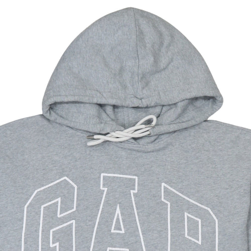 GAP Men Grey Pullover Hoodie L Tall Fleece Logo Sweatshirt