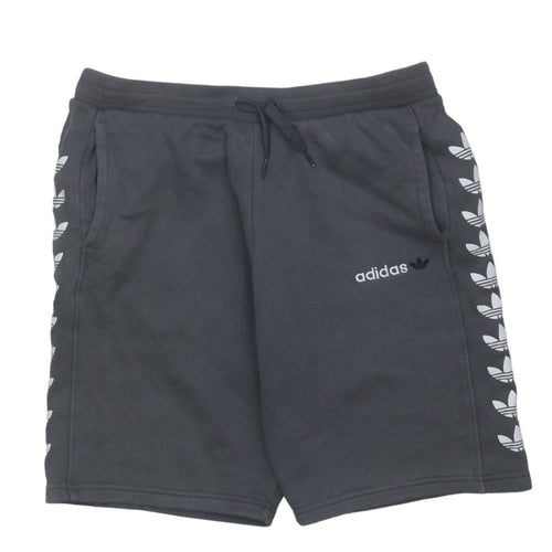 Adidas Boys Grey Sweat Shorts 15-16 Years Logo Athletic Casual