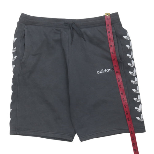 Adidas Boys Grey Sweat Shorts 15-16 Years Logo Athletic Casual