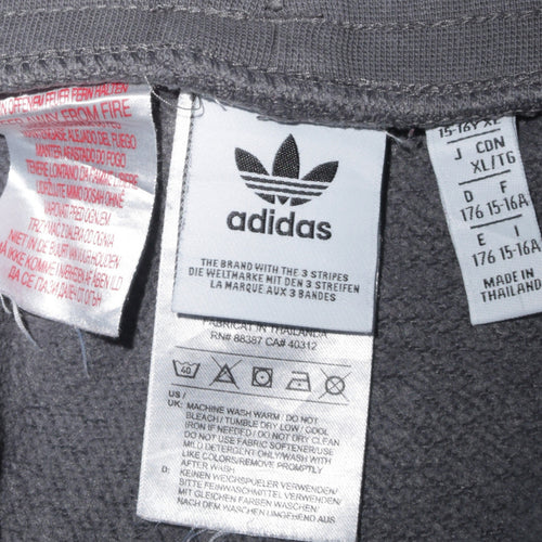 Adidas Boys Grey Sweat Shorts 15-16 Years Logo Athletic Casual