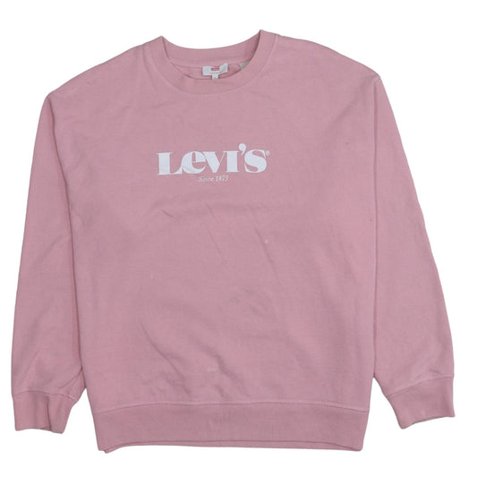 Levi's Womens Pink Crew Neck Logo Sweatshirt Size L