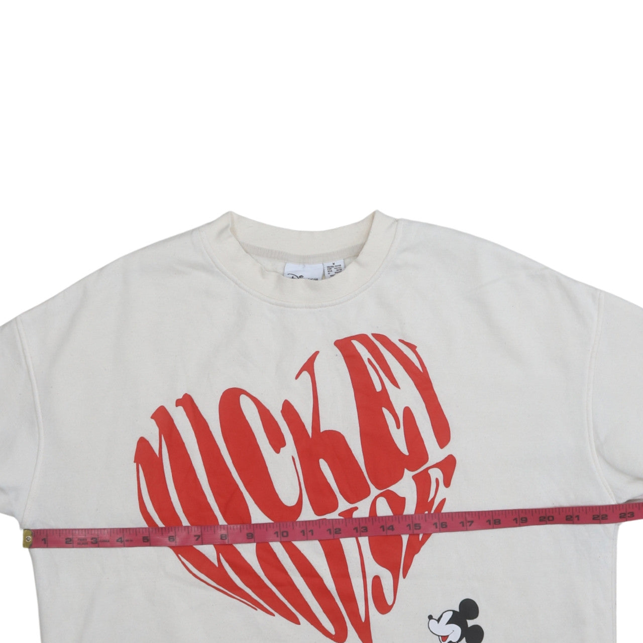 Disney Women White Mickey Mouse Graphic Pullover Sweatshirt Size M 12/14