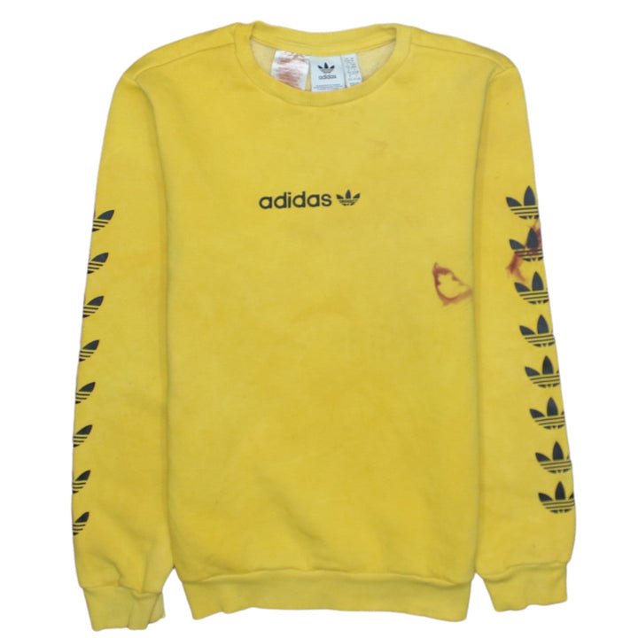 Adidas Boys Yellow Crew Neck Logo Sweatshirt Size 11-12 Years