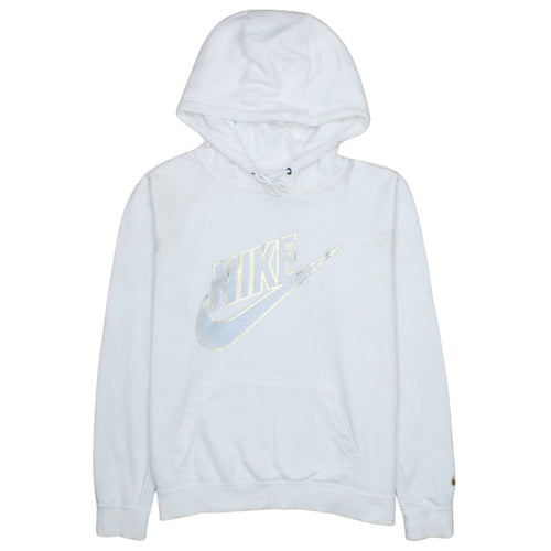 Nike Womens White Hoodie Medium Pullover Drawstring Sweatshirt