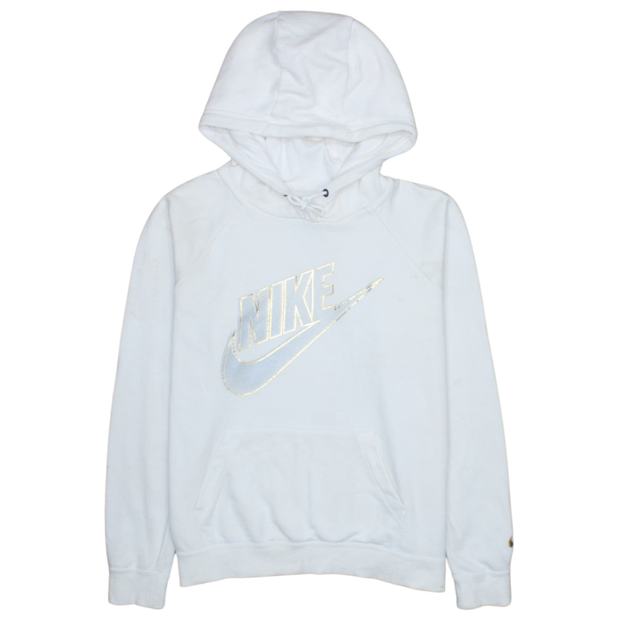 Nike Womens White Hoodie Medium Pullover Drawstring Sweatshirt
