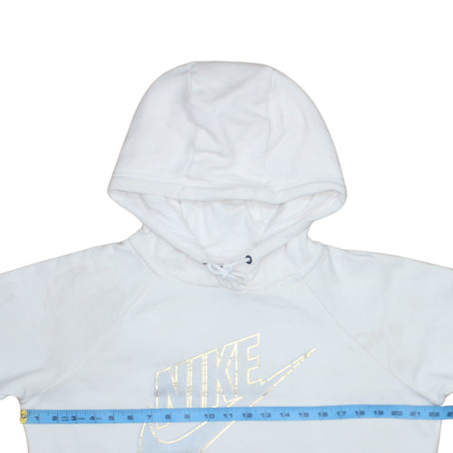Nike Womens White Hoodie Medium Pullover Drawstring Sweatshirt