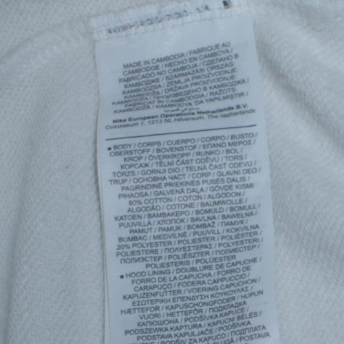 Nike Womens White Hoodie Medium Pullover Drawstring Sweatshirt