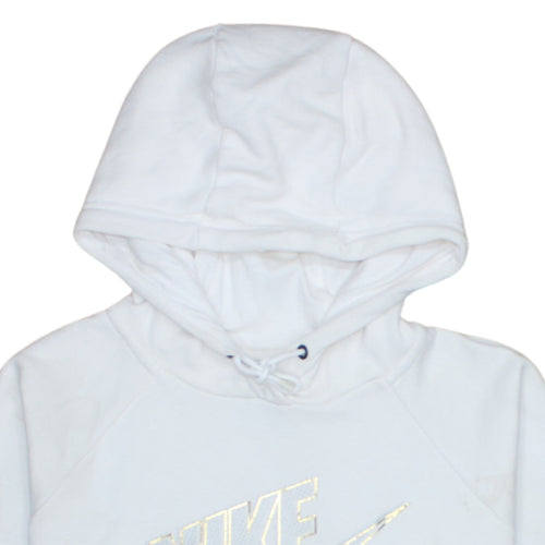 Nike Womens White Hoodie Medium Pullover Drawstring Sweatshirt