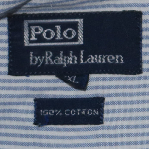 Polo Ralph Lauren Men's Blue White XL Striped Long Sleeve Shirt