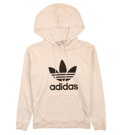Adidas Womens White Pullover Hoodie Size 6 Logo Fleece Sweatshirt