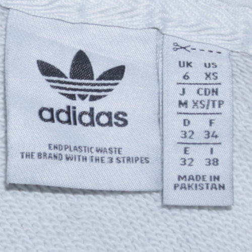 Adidas Womens White Pullover Hoodie Size 6 Logo Fleece Sweatshirt
