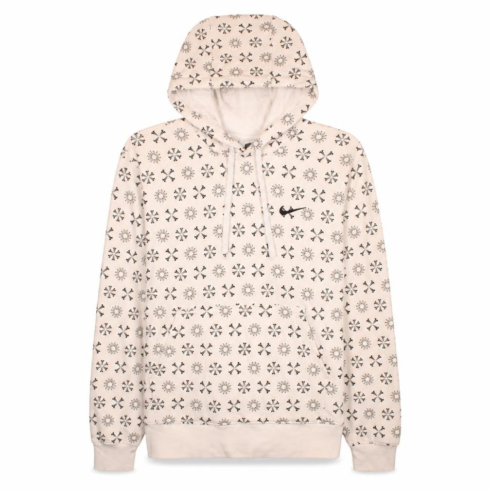 Front view of Nike Men's Beige Logo Pullover Hoodie, size S, Fleece Sweatshirt