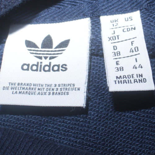 Adidas Womens Navy Blue Colourblock Crew Neck Sweatshirt UK 12