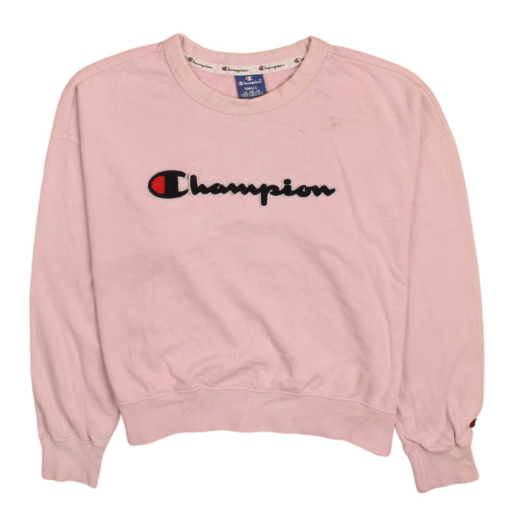 Champion Womens Pink Small Pullover Sweatshirt with Logo Embroidery
