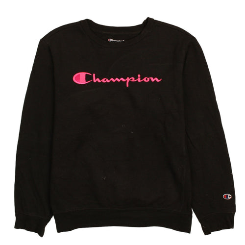 Champion Womens Black XL Pullover Sweatshirt with Pink Logo