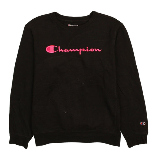 Champion Womens Black XL Pullover Sweatshirt with Pink Logo